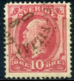 [King Oscar II Stamp of 1885 with Blue Coach Horn on Back, type H1]