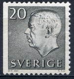 [King Gustaf VI Adolf of Sweden - White Numerals, with Imprint, тып FA6]