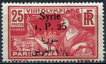 [French Olympic Games Issue of 1924 Surcharged & Overprinted "Syrie" in French and Arabic, type W1]