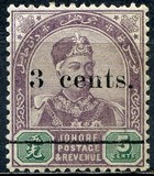 [Sultan Abu Bakar - No. 8-11 Surcharged. Period after "cents", type F1]
