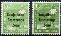 [Joint Allied Occupation Zones Stamps Overprinted "Sowjetische Besatzungs Zone", type B3]