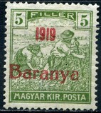 [Hungarian Stamps Overprinted "1919 Baranya" in Red, type B2]