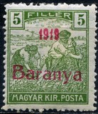 [Hungarian Stamps Overprinted "1919 Baranya" in Red, type B2]