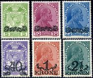 [Prince Johann II and National Arms overprinted, סוג E]