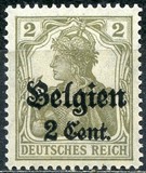 [German Empire Postage Stamps Surcharged "F and Cent" & Overprinted "Belgien", Вид B]