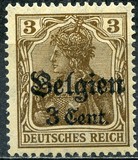 [German Empire Postage Stamps Surcharged "F and Cent" & Overprinted "Belgien", Вид B1]