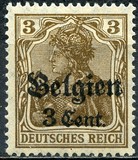 [German Empire Postage Stamps Surcharged "F and Cent" & Overprinted "Belgien", Вид B1]