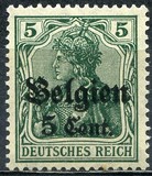 [German Empire Postage Stamps Surcharged "F and Cent" & Overprinted "Belgien", Вид B2]