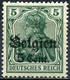 [German Empire Postage Stamps Surcharged "F and Cent" & Overprinted "Belgien", Вид B2]