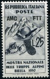 [The National Exhibition of the Alpine Troops - Italy Postage Stamp Overprinted "AMG FTT", tip BX]