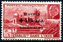[Marshall Petain Stamps of 1941 Overprinted "OEVRES COLONIALES" and Surtaxed, Scrivi BI1]