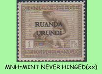 [Belgian Congo Postage Stamps Overprinted "RUANDA - URUNDI", type A13]