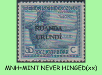 [Belgian Congo Postage Stamps Overprinted "RUANDA - URUNDI", type A9]