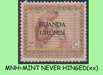 [Belgian Congo Postage Stamps Overprinted "RUANDA - URUNDI", type A5]