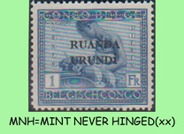 [Belgian Congo Postage Stamps Overprinted "RUANDA - URUNDI", type A14]