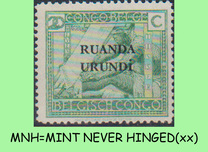 [Belgian Congo Postage Stamps Overprinted "RUANDA - URUNDI", type A4]