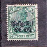 [German Empire Postage Stamps Overprinted "Postgebiet Ob. Ost", type A2]