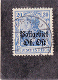 [German Empire Postage Stamps Overprinted "Postgebiet Ob. Ost", type A7]