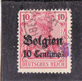 [German Empire Postage Stamps Surcharged "Fr. and C." or "Centimes" & Overprinted "Belgien", type A2]