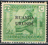 [Belgian Congo Postage Stamps Overprinted "RUANDA - URUNDI", type A4]