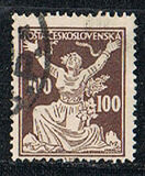 [Timbres courants 1920 - La Tchécoslovaquie brisant ses chaînes vers la liberté, type AO10]