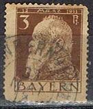 [The 90th Anniversary of the Birth of Prince Luitpold - Type I: Small 9 and no Foot on 1 in "1911". Type II: Large 9 and Foot on 1 in "1911", тип F1]