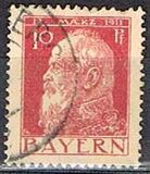 [The 90th Anniversary of the Birth of Prince Luitpold - Type I: Small 9 and no Foot on 1 in "1911". Type II: Large 9 and Foot on 1 in "1911", тип F5]