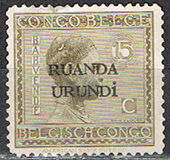 [Belgian Congo Postage Stamps Overprinted "RUANDA - URUNDI", type A2]