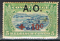 [Belgian Congo Red Cross Issue of 1918 Overprinted "A. O.", type D]