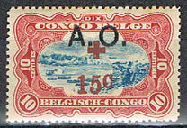 [Belgian Congo Red Cross Issue of 1918 Overprinted "A. O.", type D1]