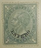 [Numeral Stamps & King Victor Emmanuel II - Italy Postage Stamps Overprinted "ESTERO", type A2]