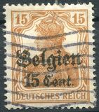 [German Empire Postage Stamps Surcharged "F and Cent" & Overprinted "Belgien", type B6]