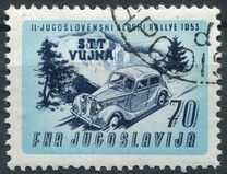 [International Motor Races - Yugoslav Postage Stamp of 1953 Overprinted "STT - VUJNA", type BR]