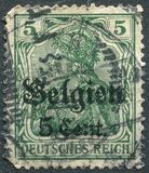 [German Empire Postage Stamps Surcharged "F and Cent" & Overprinted "Belgien", type B2]