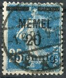 [French Postage Stamps Overprinted "MEMEL" and Surcharged, type B2]