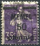 [French Postage Stamps Overprinted "MEMEL" and Surcharged, type B5]
