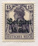 [German Empire Postage Stamps Surcharged "F and Cent" & Overprinted "Belgien", 유형 B5]