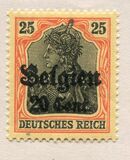 [German Empire Postage Stamps Surcharged "F and Cent" & Overprinted "Belgien", 유형 B7]