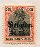 [German Empire Postage Stamps Surcharged "F and Cent" & Overprinted "Belgien", 유형 B9]