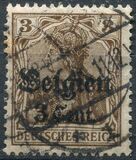 [German Empire Postage Stamps Surcharged "F and Cent" & Overprinted "Belgien", 유형 B1]