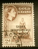 [Queen Elizabeth Stamps of 1952 of Gold Coast Overprinted "GHANA INDEPENDENCE 6TH.. MARCH, 1957", Tip B2]