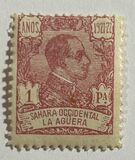 [King Alfonso XIII of Spain - Inscription "SAHARA OCCIDENTAL - LA AGUERA", Control Numbers on Back Side, type B10]