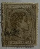 [King Alfonso XII of Spain - Inscription "PTO. RICO 1877", type F4]