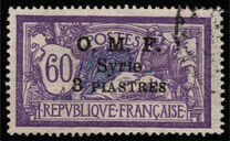 [French Postage Stamps Surcharged & Overprinted "O.M.F. - Syrie" - "Value" in 1 Line, type J2]