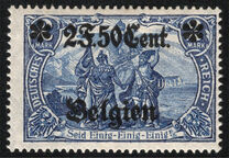 [German Empire Postage Stamps Surcharged "F and Cent" & Overprinted "Belgien", type B14]