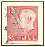 [King Gustaf VI Adolf of Sweden - White Numerals, with Imprint, тып FA]
