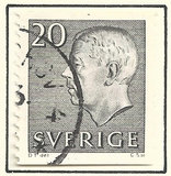 [King Gustaf VI Adolf of Sweden - White Numerals, with Imprint, тып FA3]