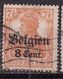 [German Empire Postage Stamps Surcharged "F and Cent" & Overprinted "Belgien", type B3]