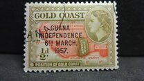 [Queen Elizabeth Stamps of 1952 of Gold Coast Overprinted "GHANA INDEPENDENCE 6TH.. MARCH, 1957", Tip B]