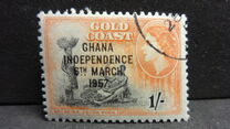 [Queen Elizabeth Stamps of 1952 of Gold Coast Overprinted "GHANA INDEPENDENCE 6TH.. MARCH, 1957", Tip B6]